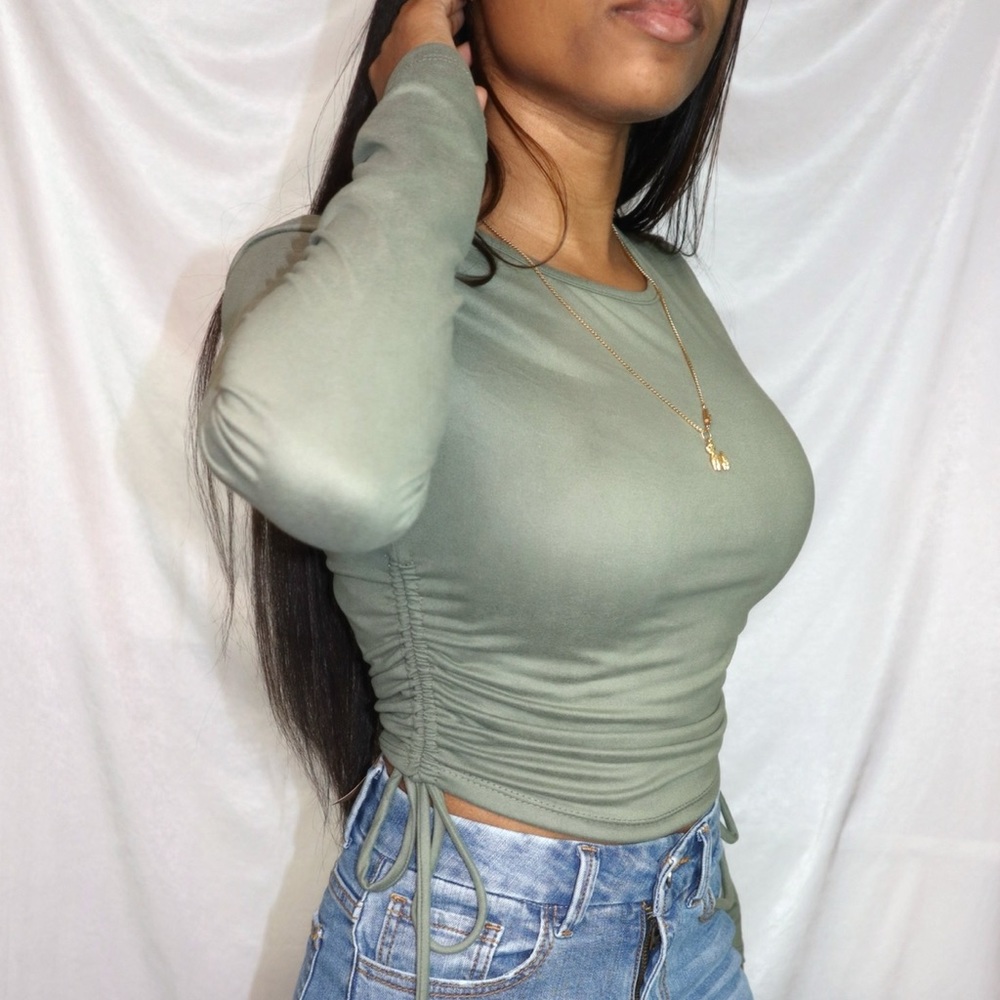 Sage rucked crop top